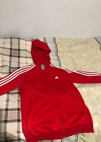 Kırmızı Kapüşonlu orjinal adidas hırka - Görsel 2