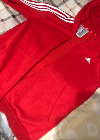 Kırmızı Kapüşonlu orjinal adidas hırka - Görsel 4