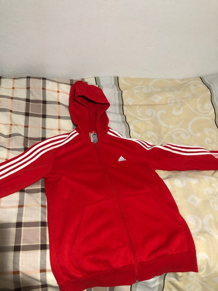 Kırmızı Kapüşonlu orjinal adidas hırka - Görsel 2