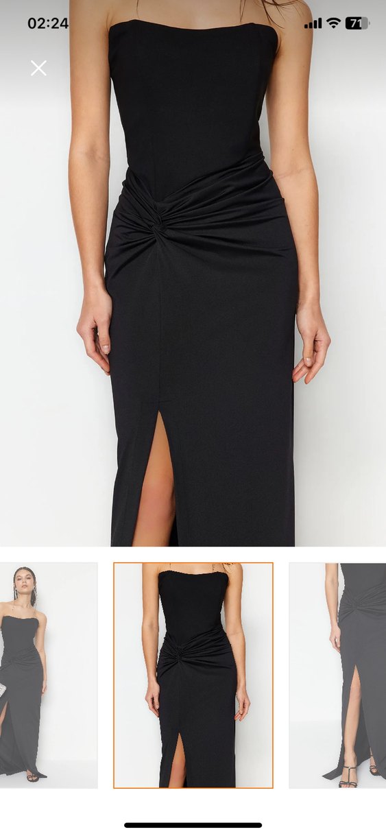 Siyah Straplez astarlı korse detaylı şık abiye - Görsel 4