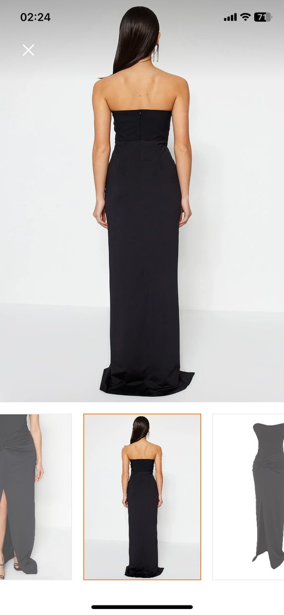 Siyah Straplez astarlı korse detaylı şık abiye - Görsel 5