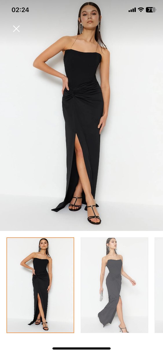 Siyah Straplez astarlı korse detaylı şık abiye - Görsel 3