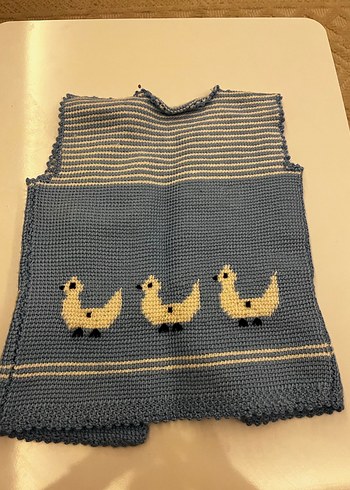 Kız Çocuk Nakışlı Örgü Yelek - Görsel 2