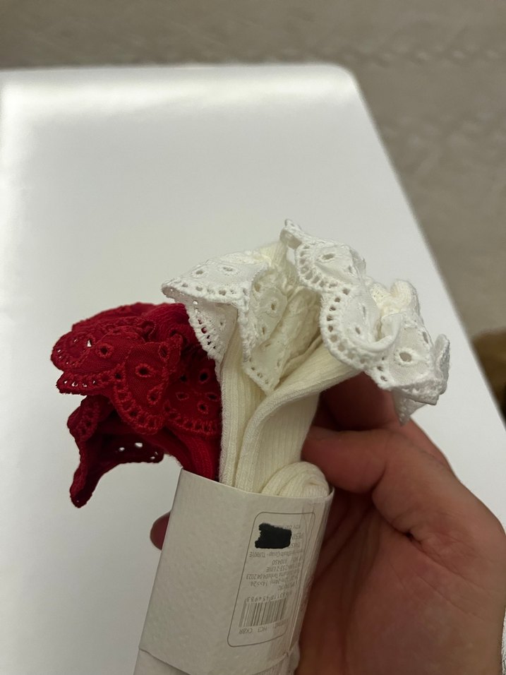 Nakışlı Beyaz Kız Çorabı 2 li - Görsel 3