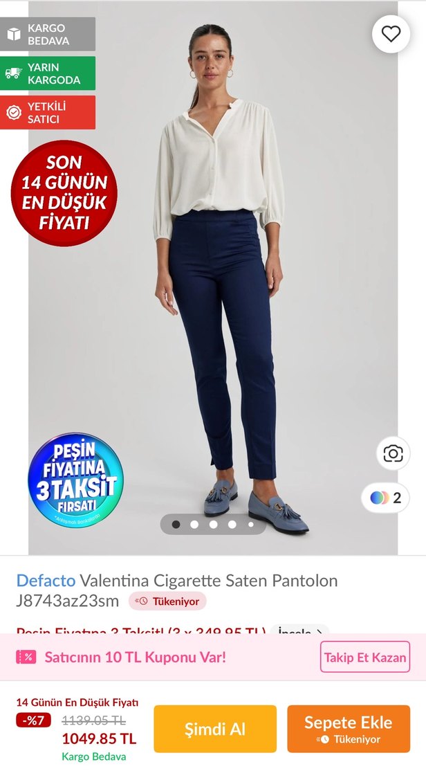 Kadın Lacivert Cigarette Pantolon - Görsel 3