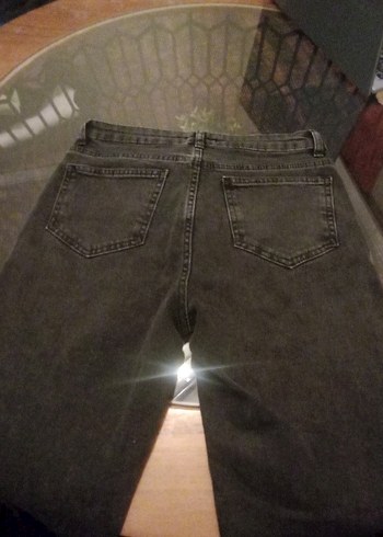 36 Beden Gri Kemerli Kadın Denim Pantolon