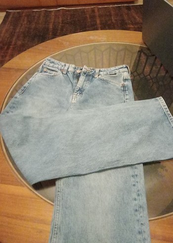 Kadın Gri Bol Kesim Midi Denim Jean