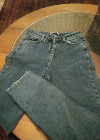 Düğmeli Gri Kadın Denim Pantolon