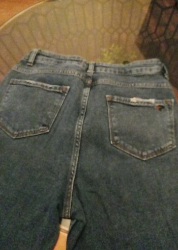 Diğer Düğmeli Gri Kadın Denim Pantolon