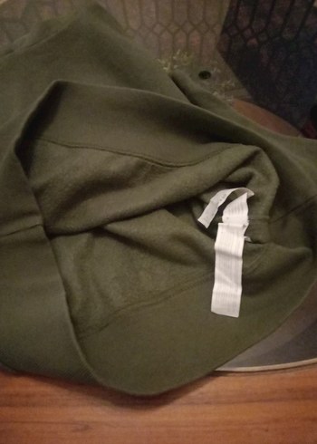36 Beden Kapüşonlu yeşil Polar Sweatshirt ve esorfam