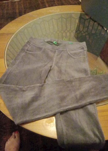 Gri Süet Kadın Pantolon Midi Boy