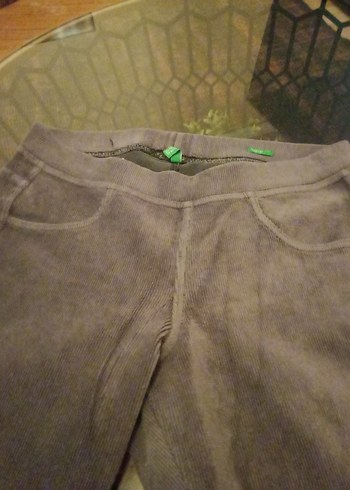 Benetton Gri Süet Kadın Pantolon Midi Boy