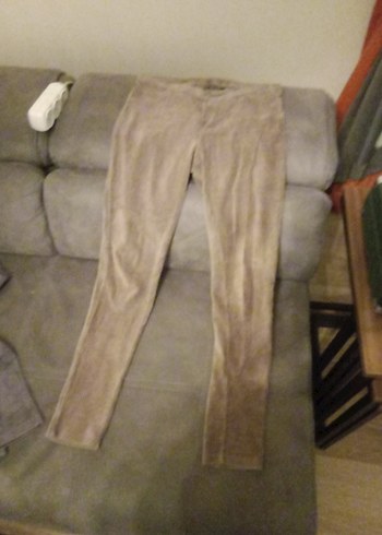 38 Beden Gri Süet Kadın Pantolon Midi Boy