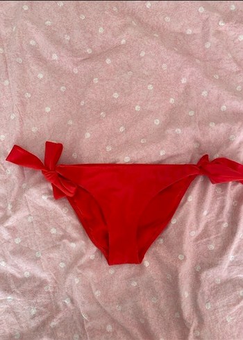 m Beden Kadın Kırmızı Bikini Altı Yan Bağlamalı