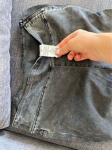 s Beden Pull on flare jegging pants gri denim penti