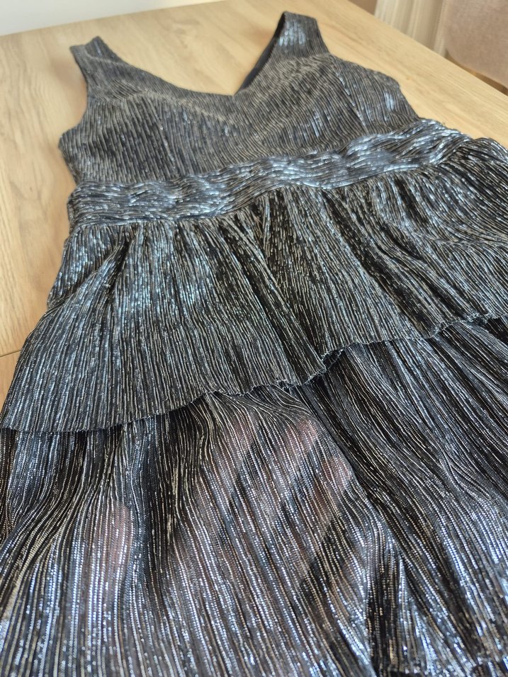 Parlak Siyah abiye mezuniyet elbisesi - Görsel 3