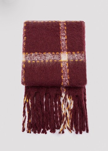 Penti Bordo Püsküllü Yün Kadın Şal - Görsel 2