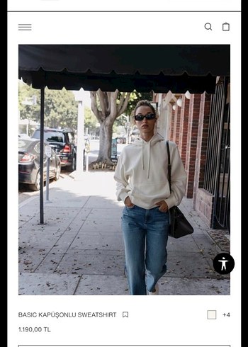 Basic Kapüşonlu Beyaz Sweatshirt - Görsel 3