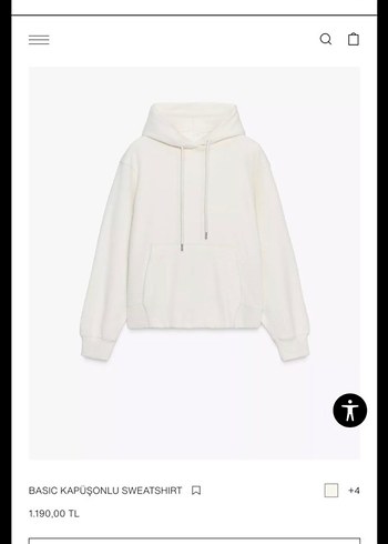 Basic Kapüşonlu Beyaz Sweatshirt - Görsel 2