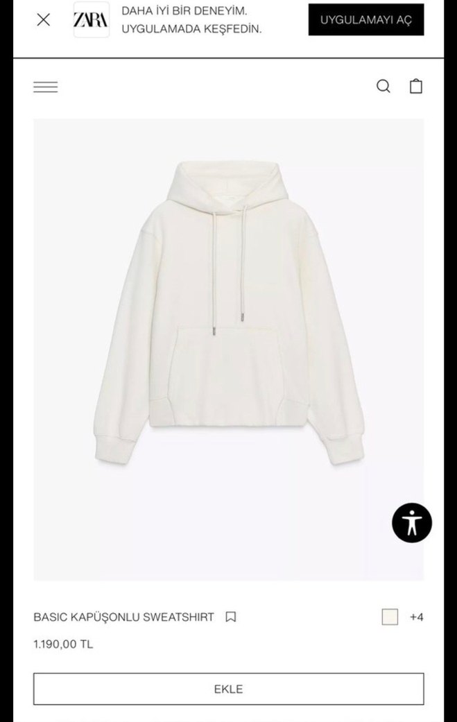 Basic Kapüşonlu Beyaz Sweatshirt - Görsel 2