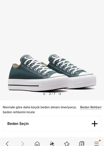 Converse Yeşil Yüksek Tabanlı Kadın Spor Ayakkabı - Görsel 2