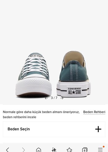 Converse Yeşil Yüksek Tabanlı Kadın Spor Ayakkabı - Görsel 4