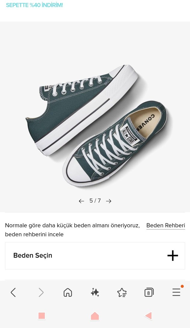 Converse Yeşil Yüksek Tabanlı Kadın Spor Ayakkabı - Görsel 3