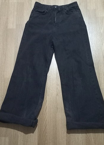 Kadın Siyah Midi Denim Pantolon