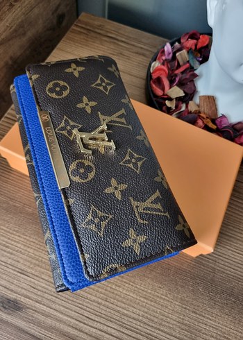 Louis Vuitton Desenli Mavi Deri Kadın Cüzdan