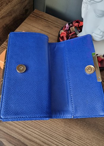  Beden Louis Vuitton Desenli Mavi Deri Kadın Cüzdan