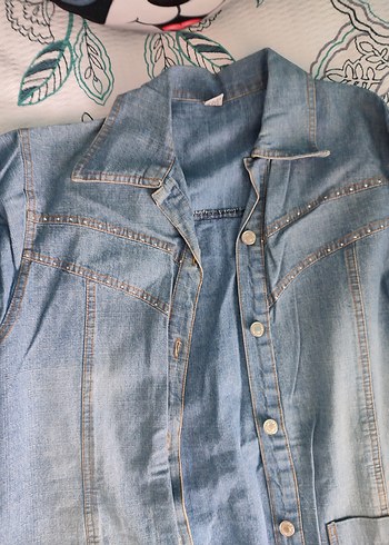 Diğer Kadın Mavi Uzun Denim Ceket
