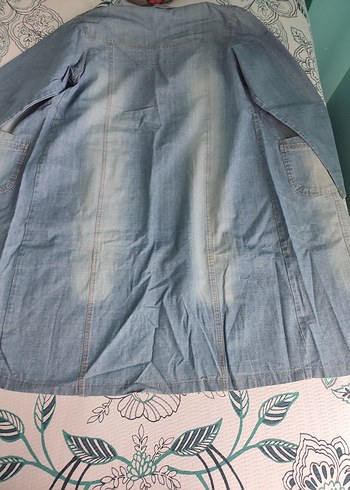 44 Beden Kadın Mavi Uzun Denim Ceket