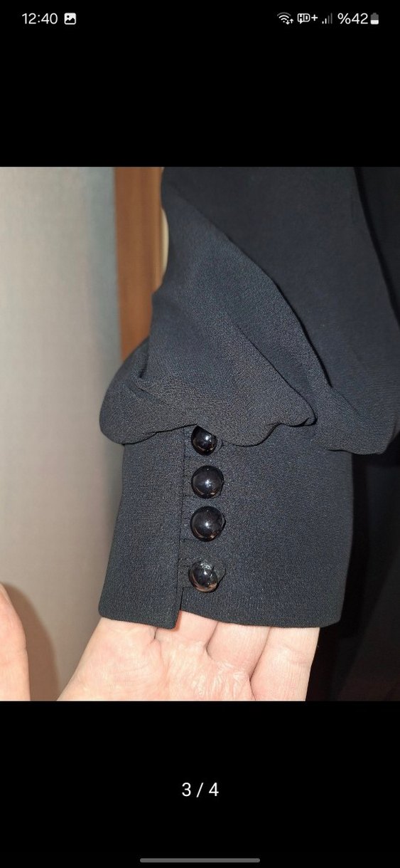 Diger Siyah Uzun Kollu Kuşaklı Kadın Elbise - Görsel 3