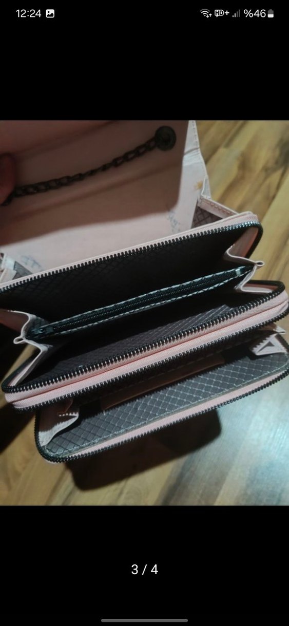 Süet Fermuarlı Kadın Bej Portföy Çanta - Görsel 3