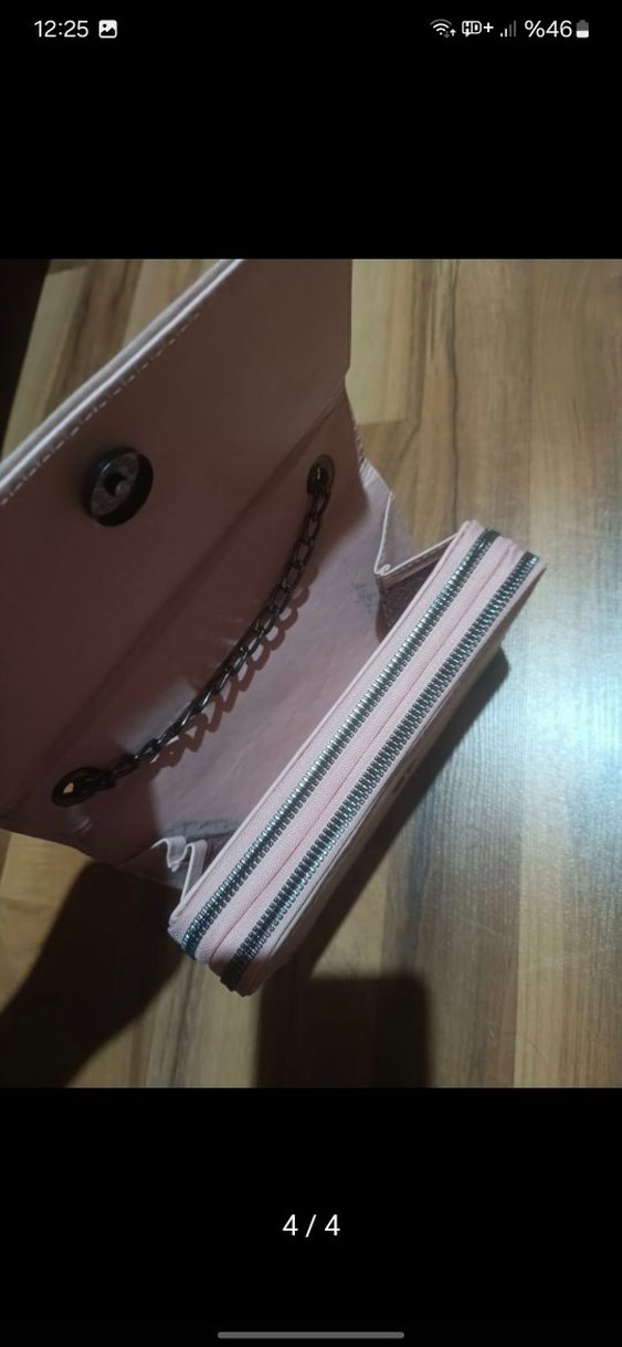 Süet Fermuarlı Kadın Bej Portföy Çanta - Görsel 4