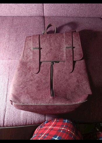 Bordo Süet Kadın Sırt Çantası - Görsel 3