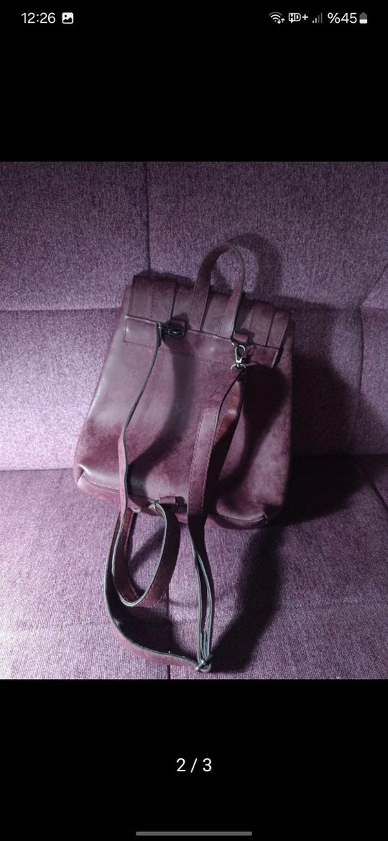 Bordo Süet Kadın Sırt Çantası - Görsel 2