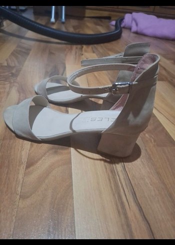 Bej Topuklu Kadın Sandalet - Görsel 5