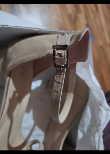 Bej Topuklu Kadın Sandalet - Görsel 8