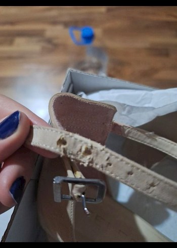 Bej Topuklu Kadın Sandalet - Görsel 7