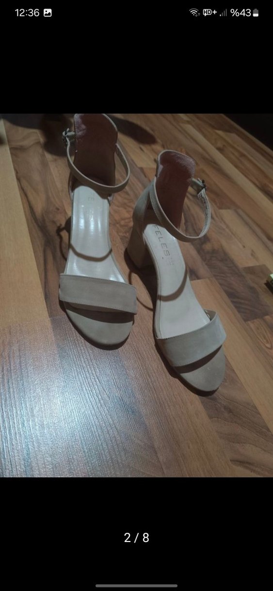 Bej Topuklu Kadın Sandalet - Görsel 2