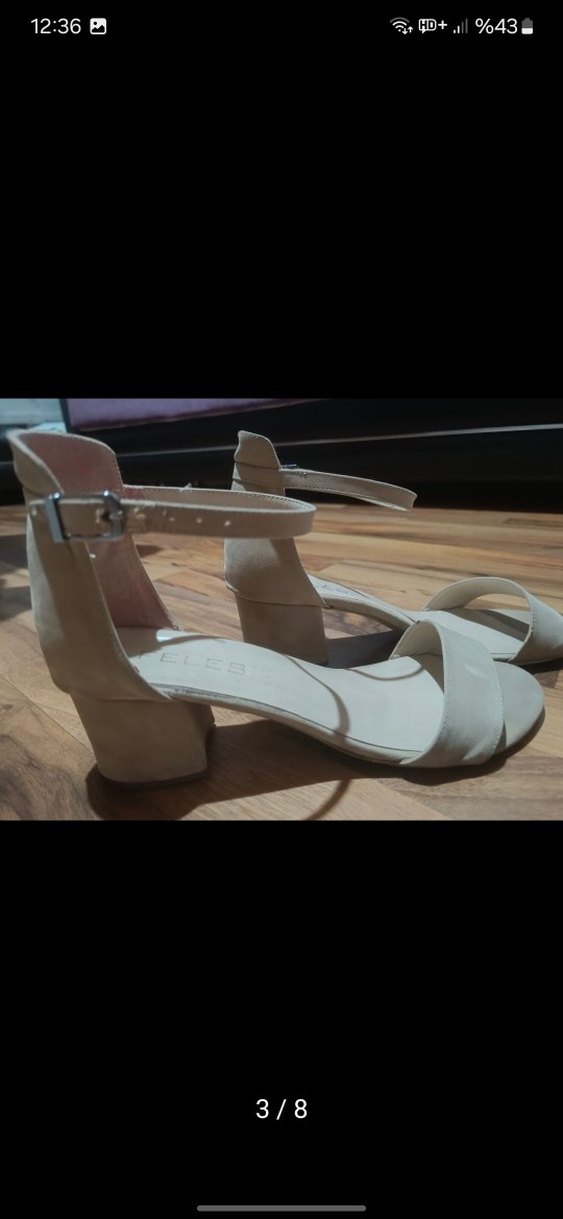 Bej Topuklu Kadın Sandalet - Görsel 3