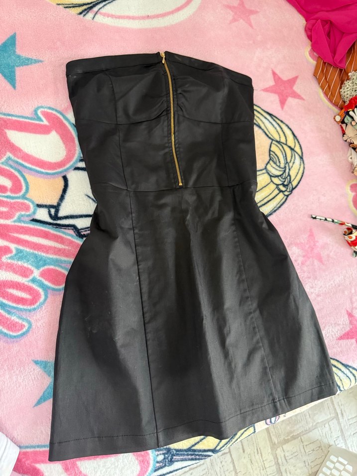 Siyah Straplez Mini Elbise - Görsel 2