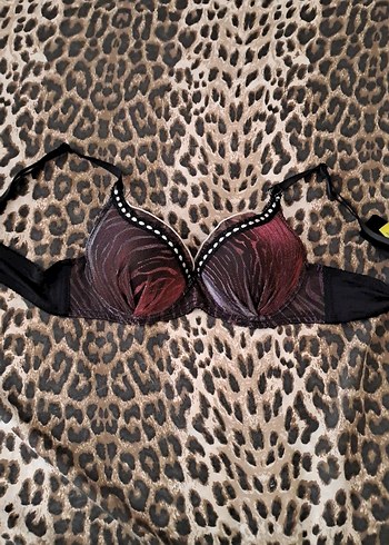 Bordo Zebralı Glamour Sütyen
