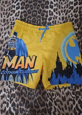 Sarı Batman Baskılı Erkek Çocuk Deniz Şortu