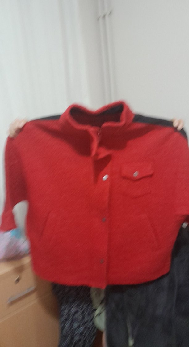 Kırmızı Kadın Midi Kaban Kapüşonlu Nakışlı - Görsel 2