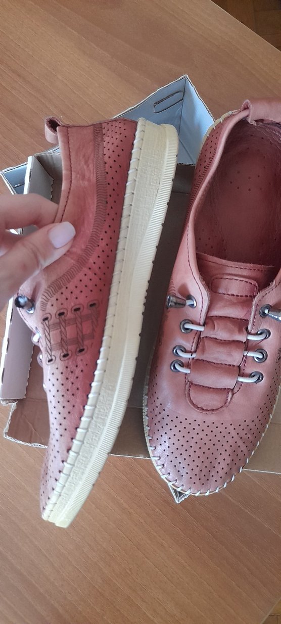 Pembe Deri Kadın Spor Ayakkabı - Görsel 2