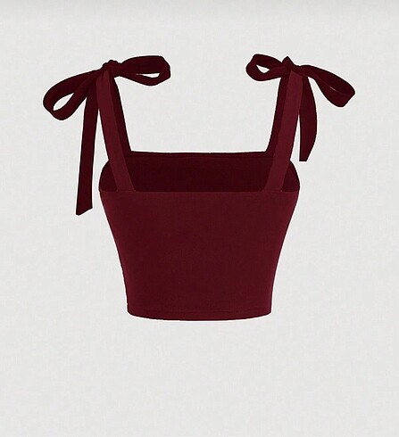 Bordo fiyonklu yazlık geniş askılı üst crop her beden vardır