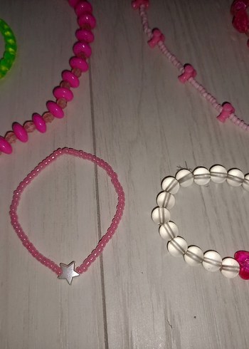  Beden pembe Renk Renkli Boncuklu Çocuk Takı Seti