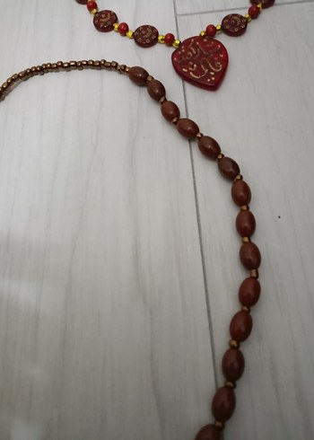  Beden kırmızı Renk Renkli Nakışlı Uzun Boncuklu Kadın Kolye